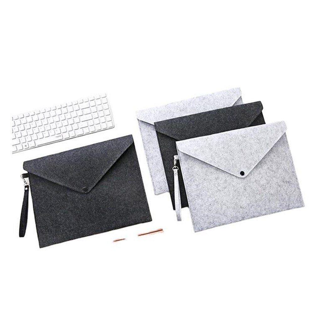 Solid Color Felt File Bag Large Capacity Business Document Briefcase for Women Men Filing ProductsStorage Tablet Organizer