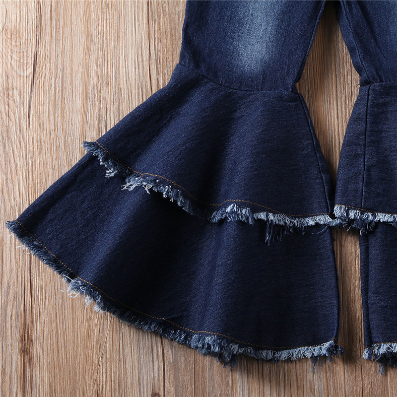 Pantalones vaqueros de mezclilla para niños pequeños pantalones acampanados de pierna ancha bota vaquera pantalones cortados para ropa de bebé niña