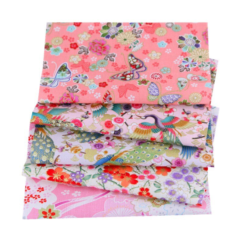 Japanischen Gedruckt Baumwolle Patchwork Tuch einstellen Bronzing NäHenne Quilten Stoffe Blumen- DIY Handgemachte Gesicht Maske Zubehör 20x25cm