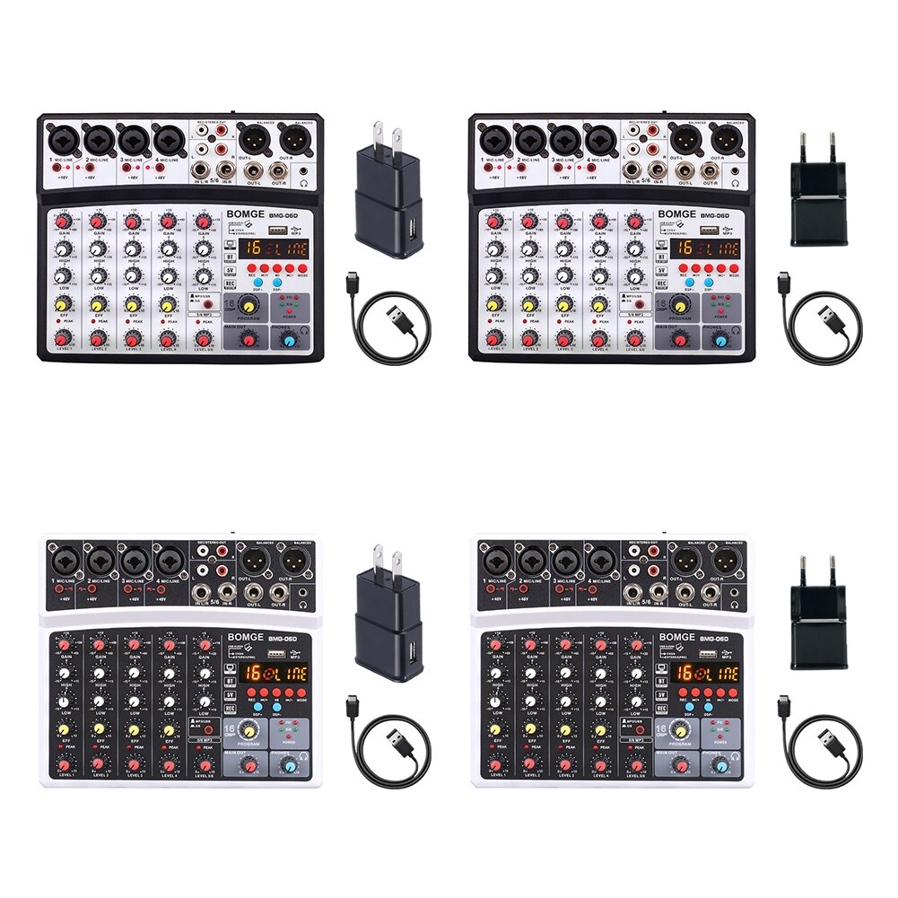 BMG-06D 6 Channels Mixing Console 16 DSP Bluetooth-compatible Audio Mixer USB Interface 48V Audio Equipment