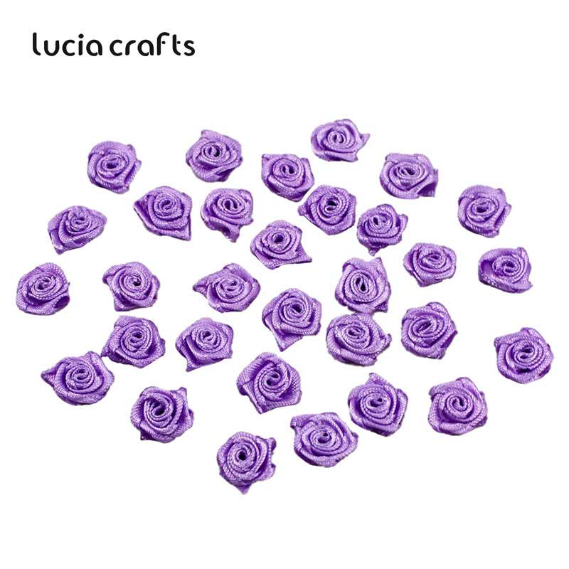 Lucia rzemieślnictwo 50-144 sztuk/worek 10mm satynowa kwiat głowy dziewczyny robić kokardki robić włosów nakrycia głowy robić ubrania DIY rękodzieło B0103: kolor 3