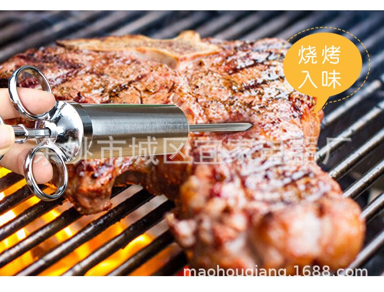 3 naalden Vlees Injector Spuit Gevogelte Marinade Flavour Injector Vlees Kruiden Injectoren BBQ Kit Keuken Tool Rvs