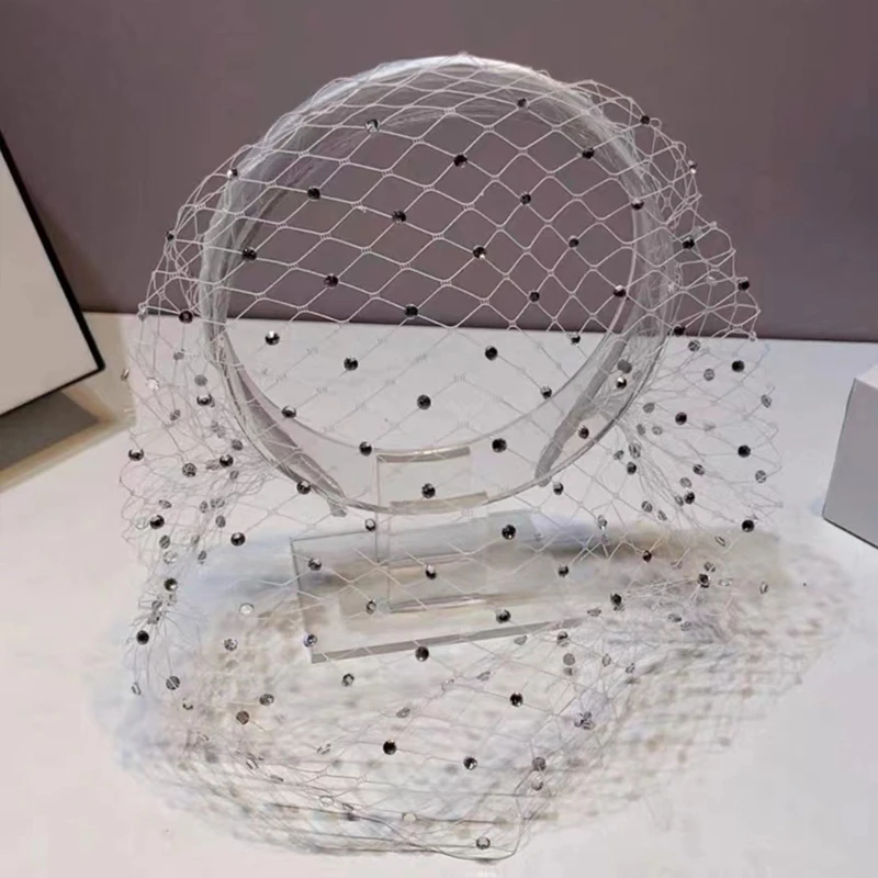 Diademas velo caladas misteriosas y sexis para mujer, diademas decorativas malla para cara, aros para para para