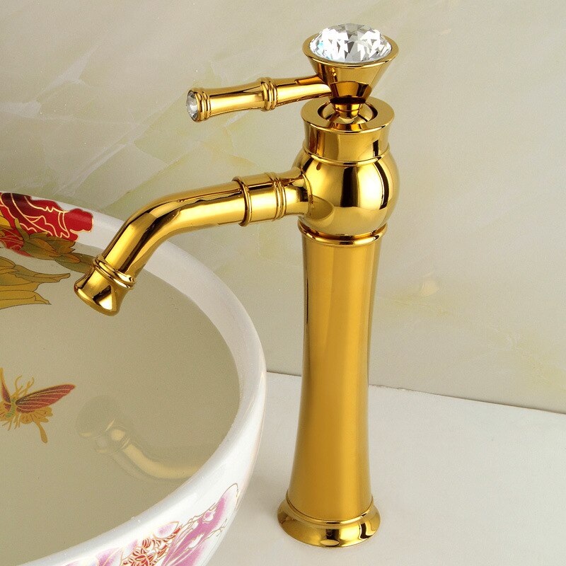 and Cold Washbasin Swivel Faucet Countertop Basin Heightened Bathroom Washbasin Faucet Gold Countertop Basin Faucet