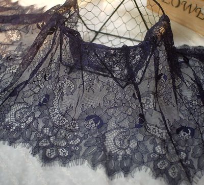 Breite 35CM länge 3 Meter exquisit wimpern spitze DIY kleidung zubehör hohl schleier hochzeit kleid stoff: Marine Blau