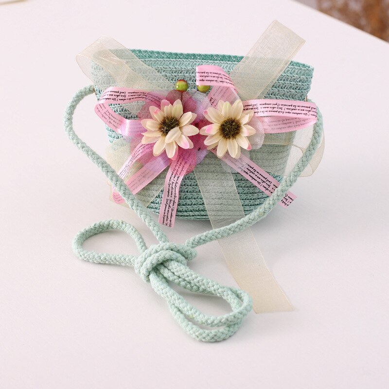 Hotsale Zomer Twee Stuk Een Set Kind Leuke Daisy Bloemen Schoudertas En Strooien Hoed Baby Meisje Zonnehoed Panama cap Gorros: Only Bag  blue