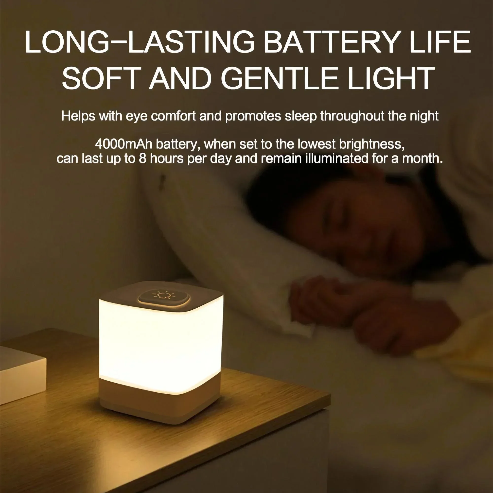 Lampe de chevet LED à commande tactile, Rechargeable, lumière douce, lumière ambiante chaude, compagnon de sommeil Portable pour la Relaxation