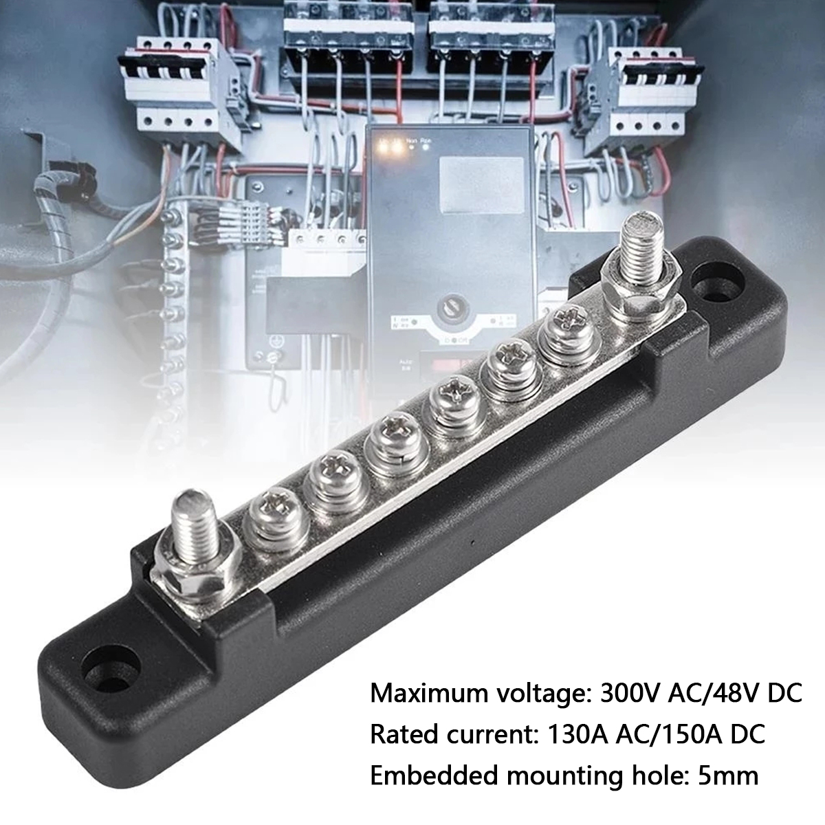 6 Way Bus Bar Terminal Block 300V AC/48V DC 130A A... – Grandado