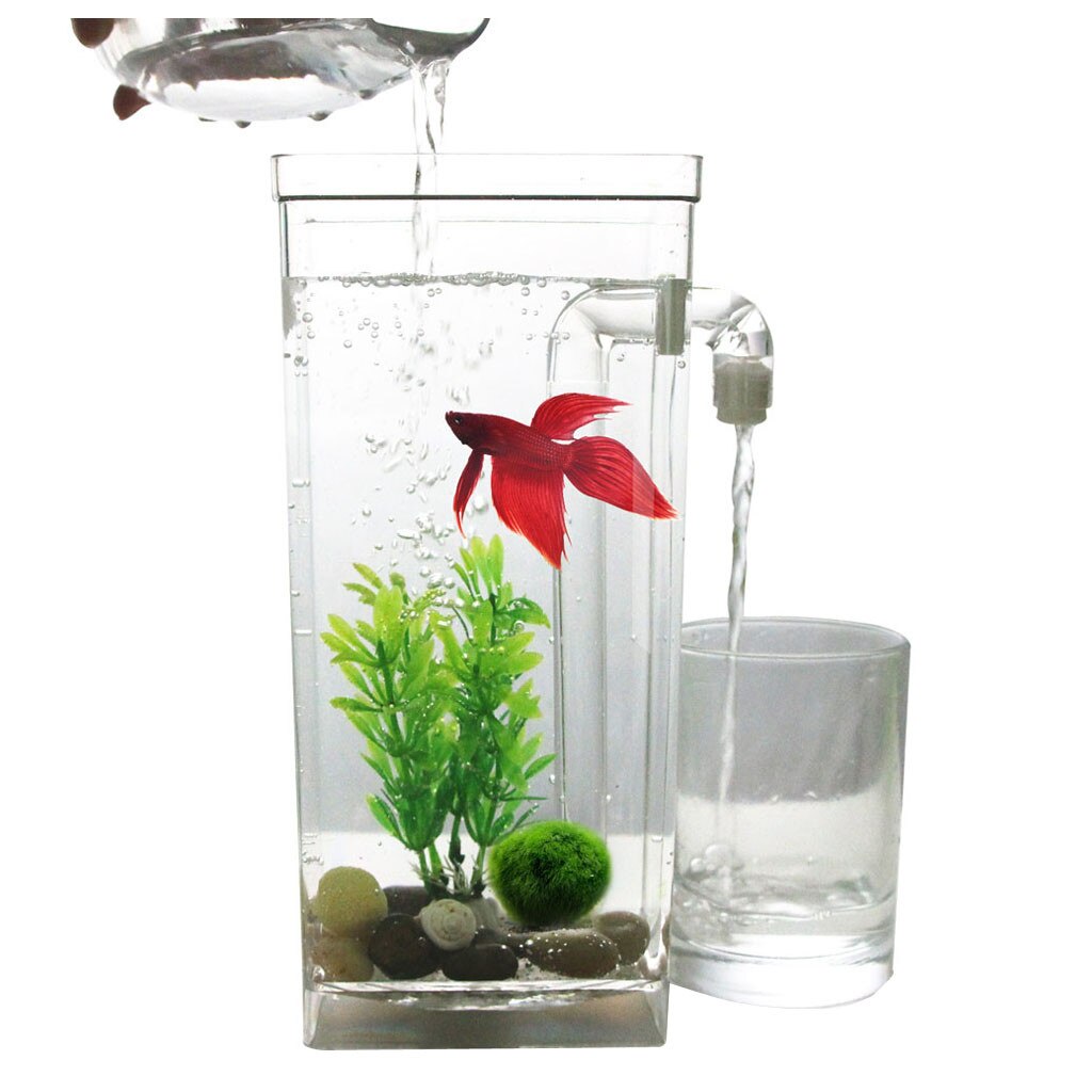 Self Cleaning Tank LED Mini Fish Tank Aquarium Cleaning Convenient for Office Home Decoration Pet Accessories 3.9