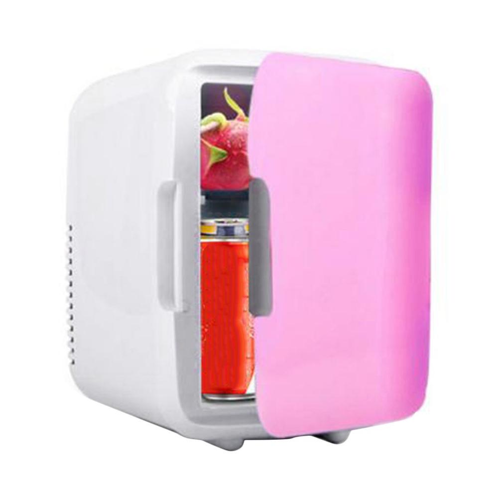 Mini frigorífico congelador portátil para coche, 4L, Mini refrigerador, refrigerador para coche, 12V, calentador, piezas universales para vehículo: Rosa