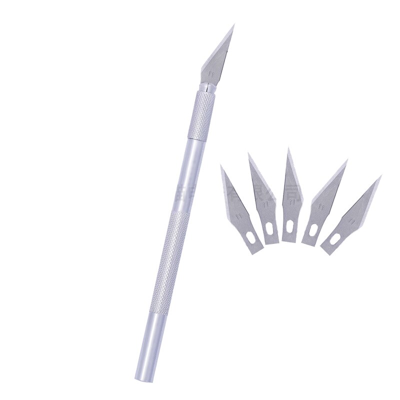 Metal Scalpel Knife Tools Kit Hobby Knife Razor Tool with 5 Bladesr Art Work Cutting Caving Sculpture Knife
