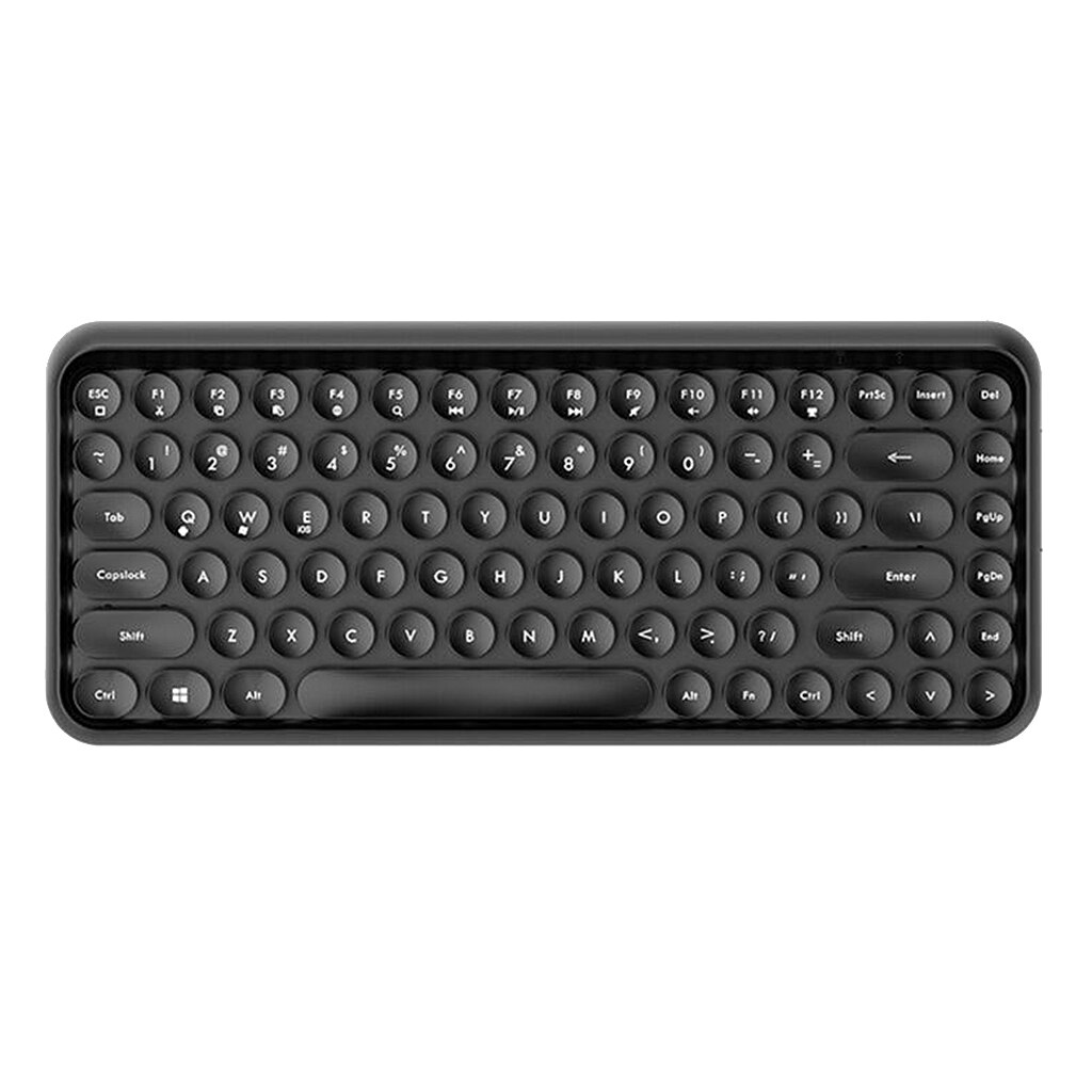 Ajazz 308i Draadloze Toetsenbord Stoom Punk Retro Ronde Keycap Universele 84 Toetsen Bluetooth Toetsenborden Voor Pc Laptop Gaming Toetsenbord: Black