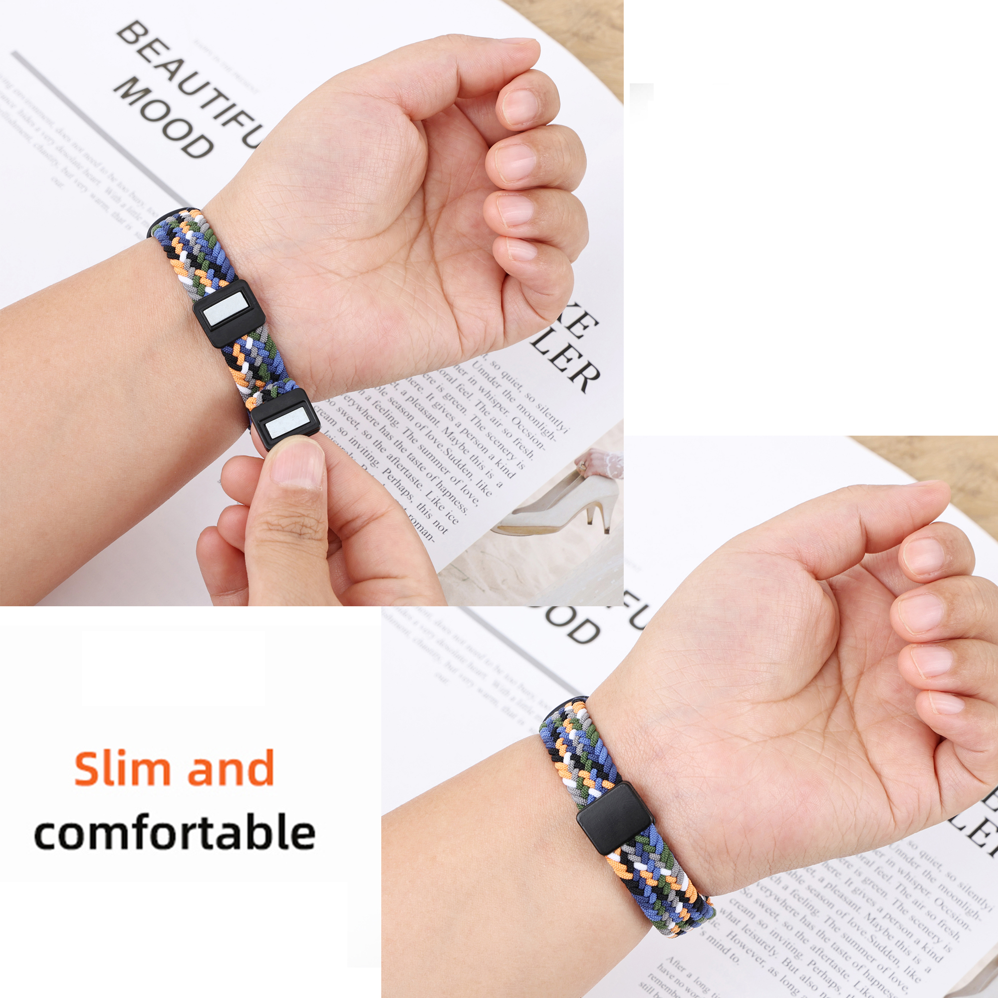 Boucle solo tressée pour Xiaomi Mi Band 9 8, accessoires de sangle, remplacement magnétique en nylon, bracelet, ata eld9 ata eld8, bandes NDavid