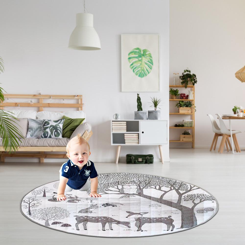 Opvouwbare Kinderen Kruipen Deken Comfortabele Zachte Katoen Game Cushioned Mat 95Cm Diameter Voor Slaapkamer Babykamer