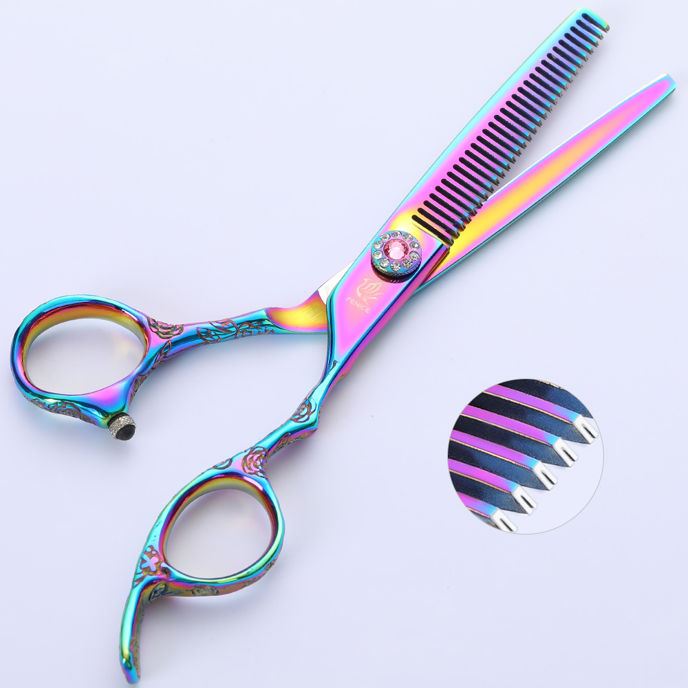 Fenice 6 inch Purple Pet Dog Grooming Scissors Set Cutting&amp;Thinning Shears Set Animal Haircut Scissors Kit