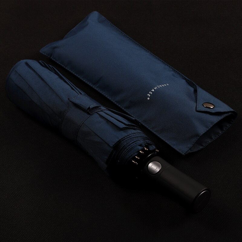 Paracaise-paraguas plegable para hombre, tela Pongee resistente a la lluvia, 102cm, banda Color puro, 3 de negocios