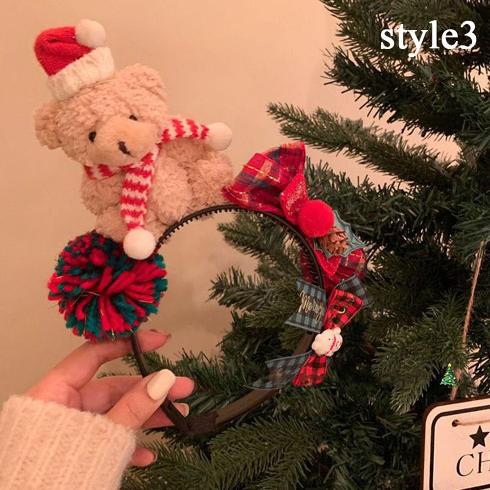 Opaska świąteczna z kokardkami w kształcie misia, opaska do włosów na Boże Narodzenie 2025, pluszowa opaska z kreskówkowym zwierzęciem, prezenty na Nowy Rok dla dziewczynek: Lawenda