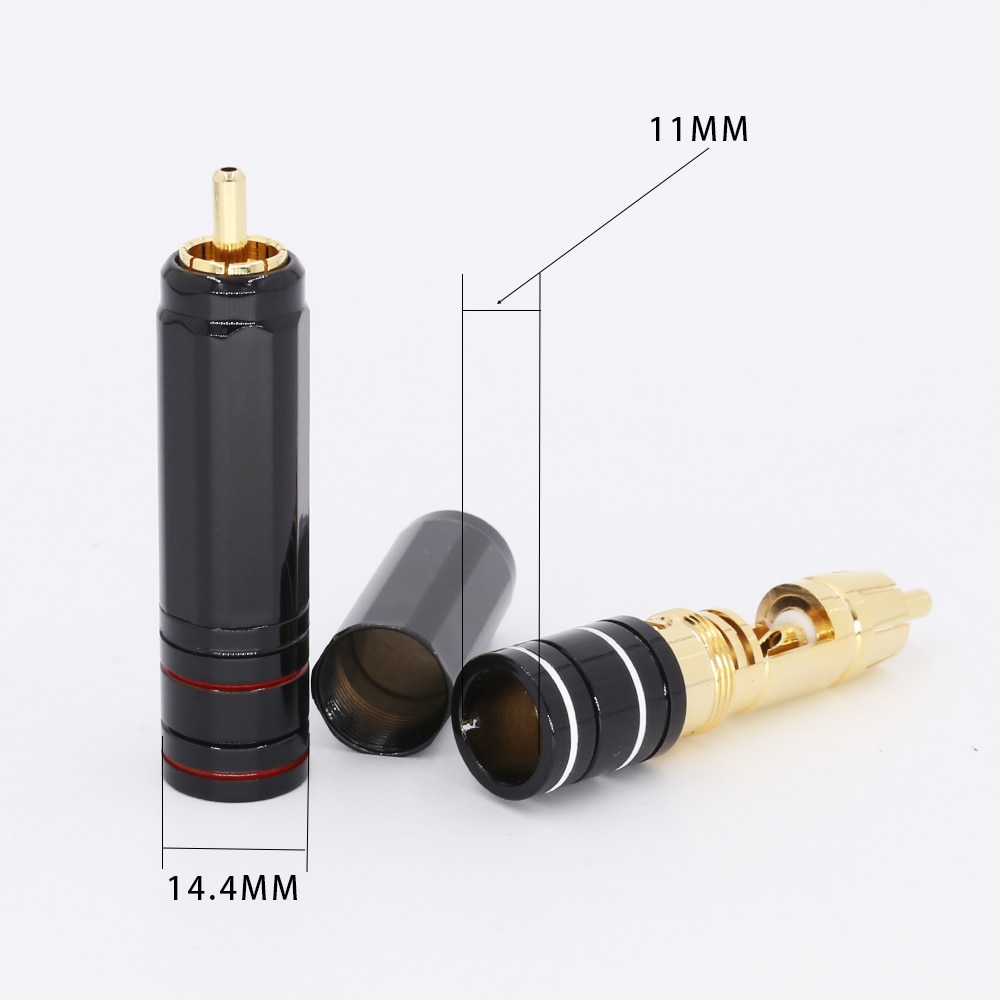 4 kpl kullattu rca-pistotulppa lukko kerätä juote a/v-liitin hifi-liitin diy-kaapelin halkaisijalle
