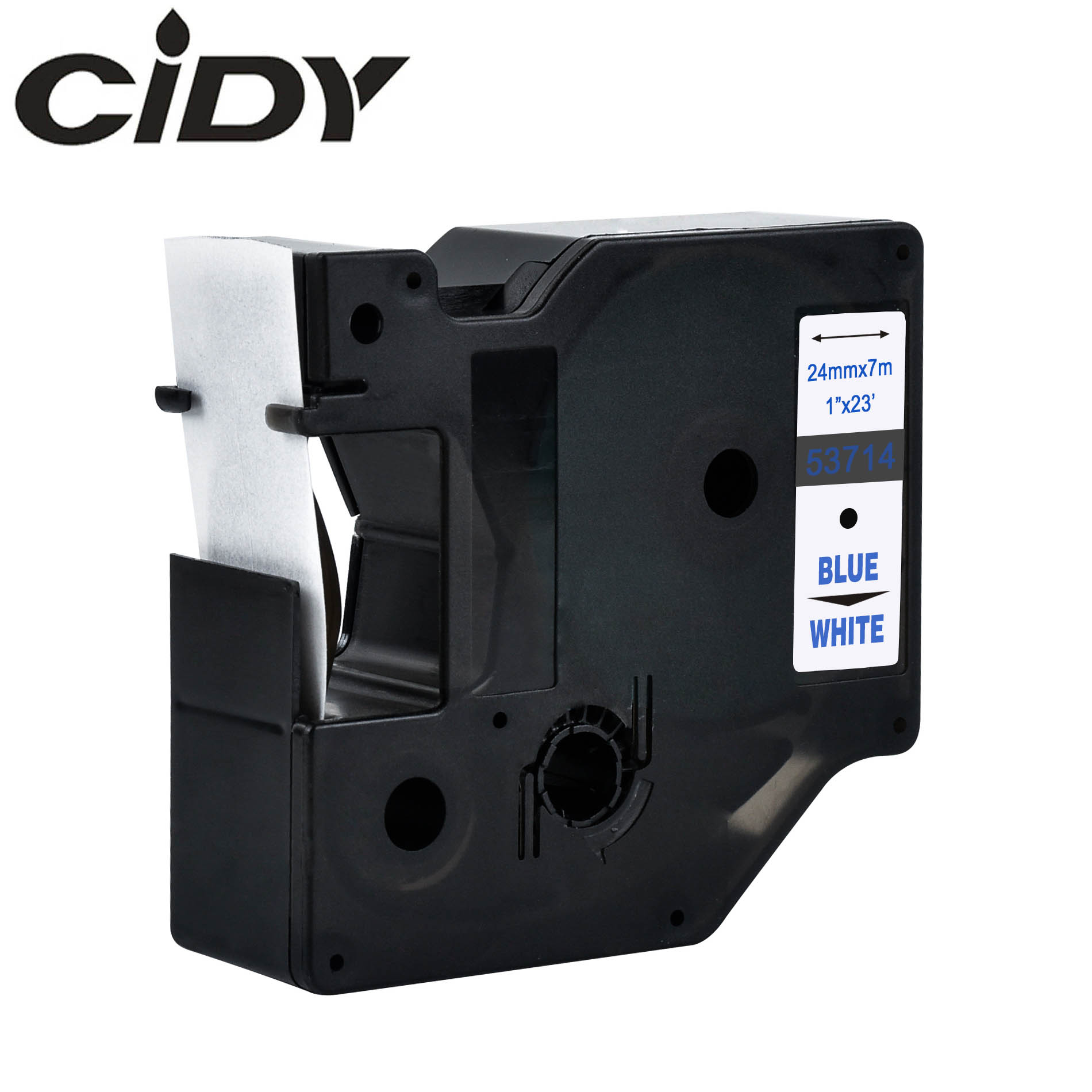 CIDY 1pcs 53713 53718 53710 Compatible 24MM black on white Dymo D1 Label Ribbons for Dymo Label Manager LM160 LM280 210 Dymo PNP: blue on white