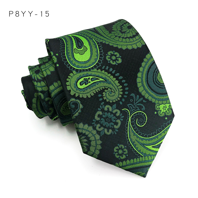 Corbata de lujo de 8CM para hombre, corbatas a cuadros a rayas de Color verde para hombre, corbata tejida Jacquard, accesorios formales para de negocios: Naranja