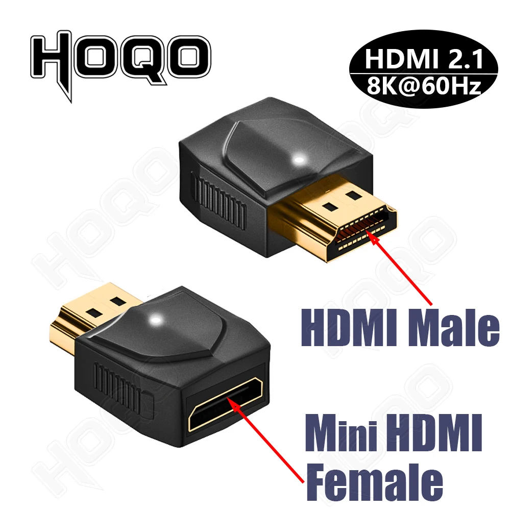 8K HDMI-adapter 90 graden 8k 4k bij 120 Hz 270 graden HDMI schuine adapter 360 180 graden mini naar HDMI U-vorm l-type converter: Oranje Rood
