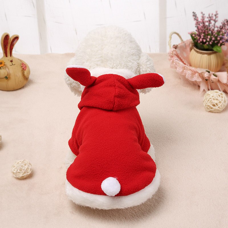 Cute Bunny Pet Dog Costume Clothes Hooded Coat Fleece Puppy Warm Outfit JAN88