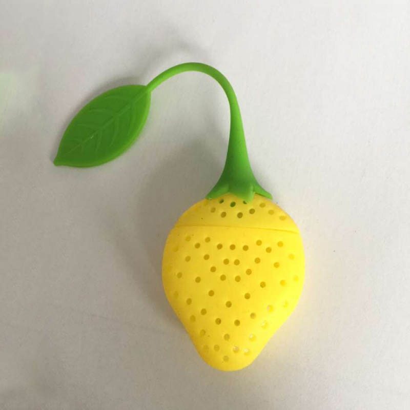 Søt jordbær te sil kjøkkenutstyr tepose te sil giftfri te infuser 1 stk silikon tekanne tilbehør: Gul