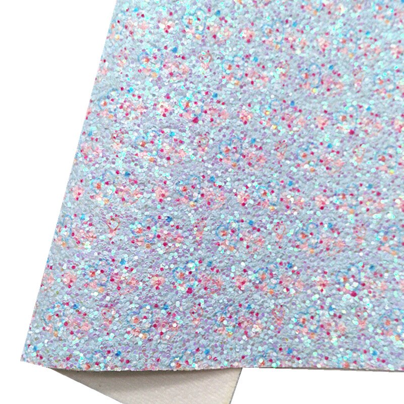 Bleke Blauw Met Roze Chunky Glitter Vinyl Stof Blad Voelde Back Synthetisch Leer Faux Vinil Diy A4 Size R434B