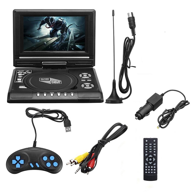 7.8 tommer tv hjem bil dvd-afspiller bærbar hd vcd cd  mp3 hd dvd-afspiller usb sd-kort rca bærbart kabelspil 16:9 roter lcd sn: Default Title