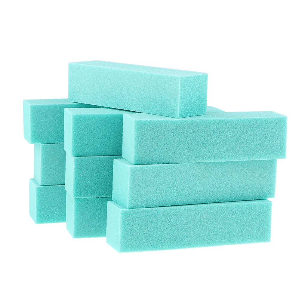 10 Pieces 4-sided File Block, Sanding Block, Buffer, Sponge, Polishing Block, Nail Files: Green