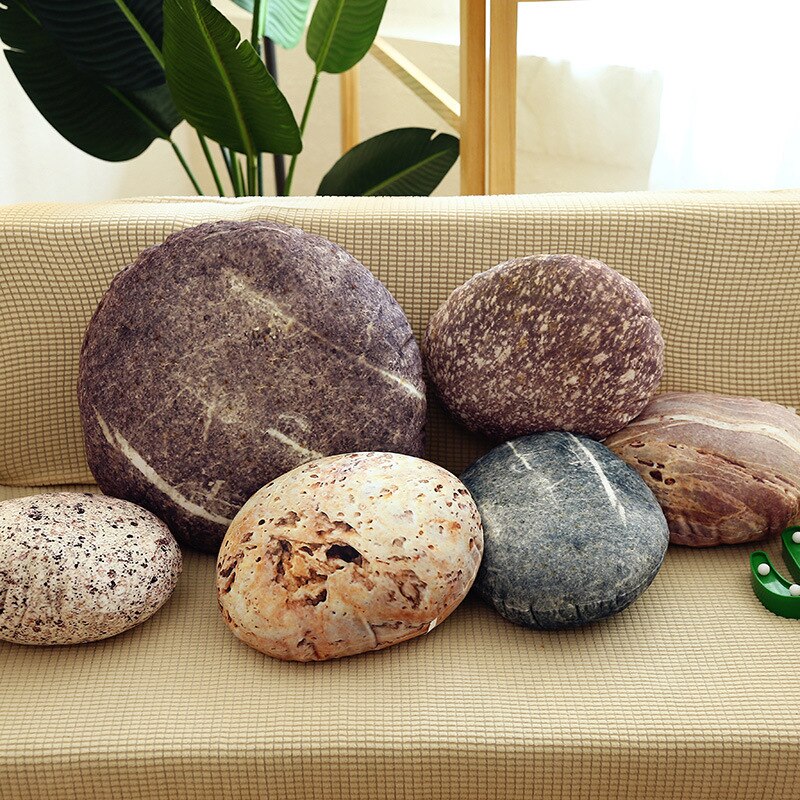Simulated Stone Sofa Pillow Soft Pebble Stone Pillow Movie Props Home Decor Pillow Back Cushion Toy Kids Birthday