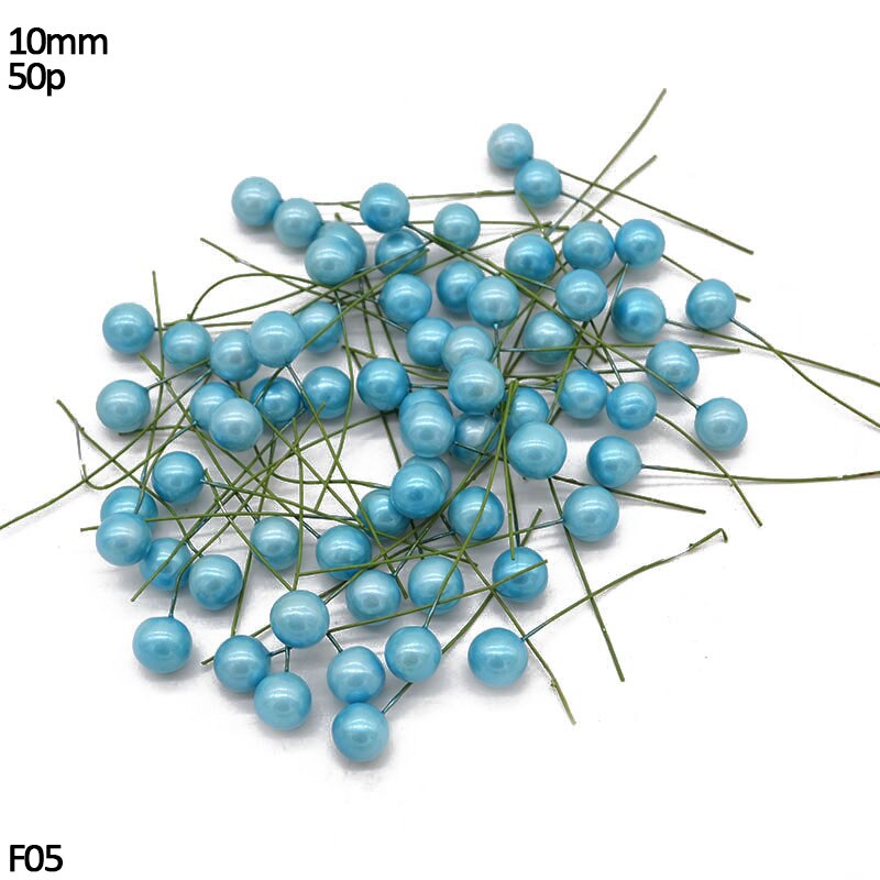 Mini blandet blå kunstige planter blomster kirsebær støvdrager bær buket kasse diy krans jul bryllupsfest deco forsyninger: F05
