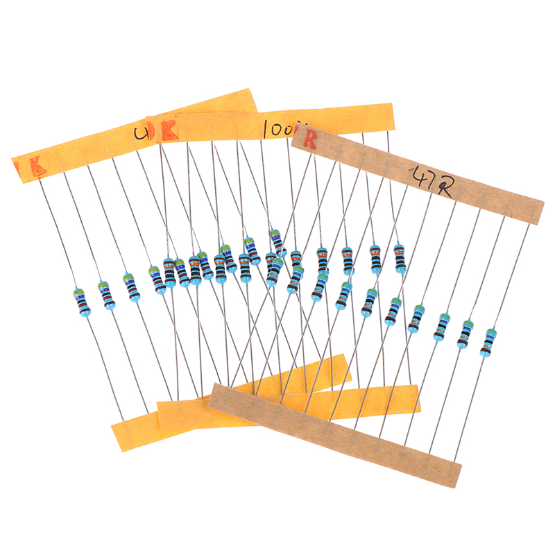 300pcs/set 30 Kinds 1/4W Resistance 1% Metal Film Resistor Pack Assorted Kit 1K 10K 100K 220ohm 1M Resistors