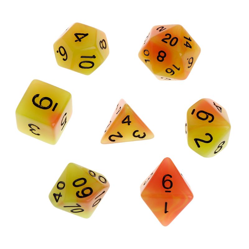 7pcs/set Luminous Polyhedral Sided Dice D4 D6 D8 D10 D12 D20 Set For Dungeons & Dragon D&D RPG Poly Game: 5