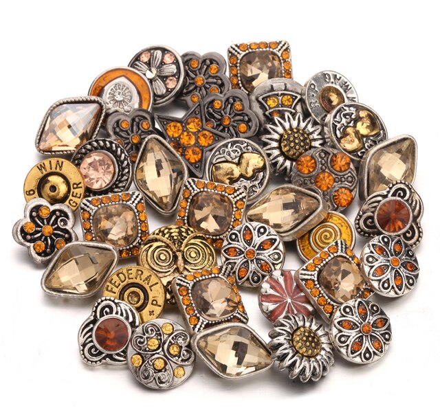 10 Stks/partij 12Mm Snap Sieraden Rhinestone Flower Cross Mini 12Mm Metal Snap Knoppen Fit Snap Armband oorbellen Ketting: 5