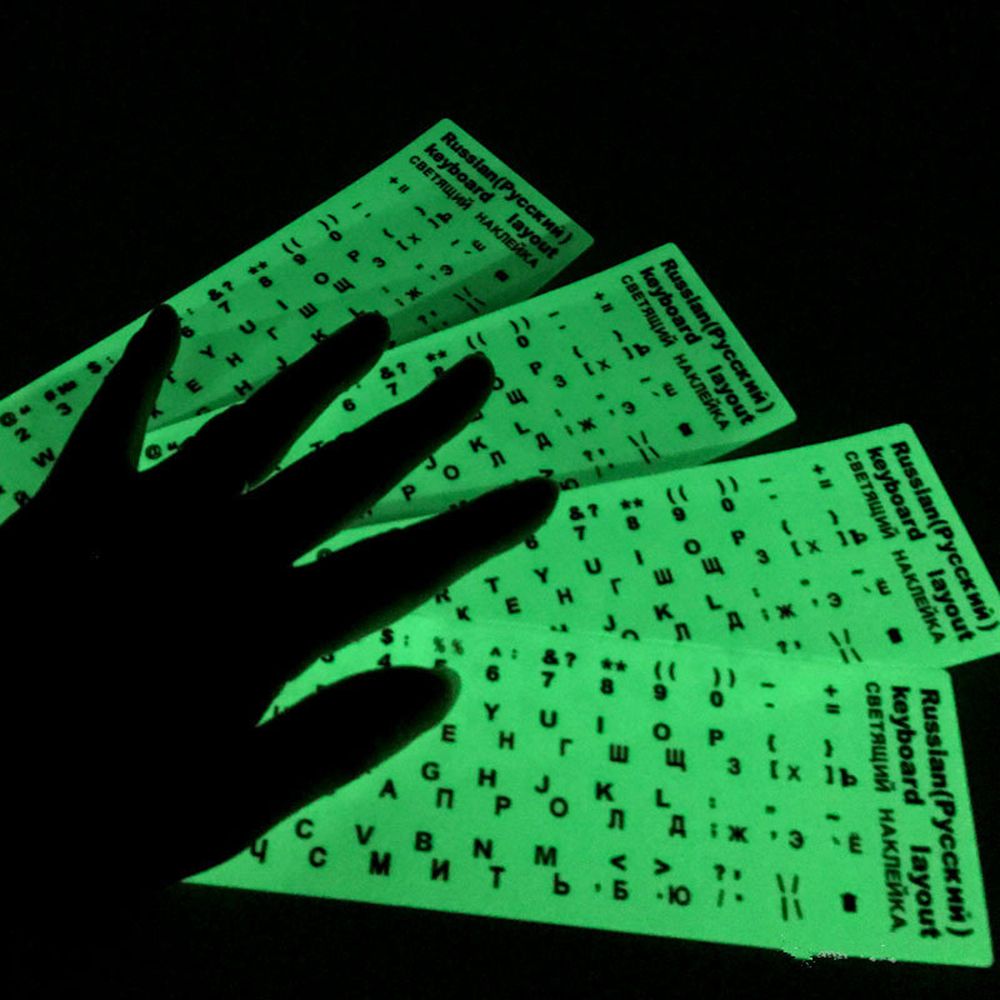 Luminous Keyboard Stickers Spanish/English/Russian/Arabic/French Language Alphabet Letters Computer Button Protective Film