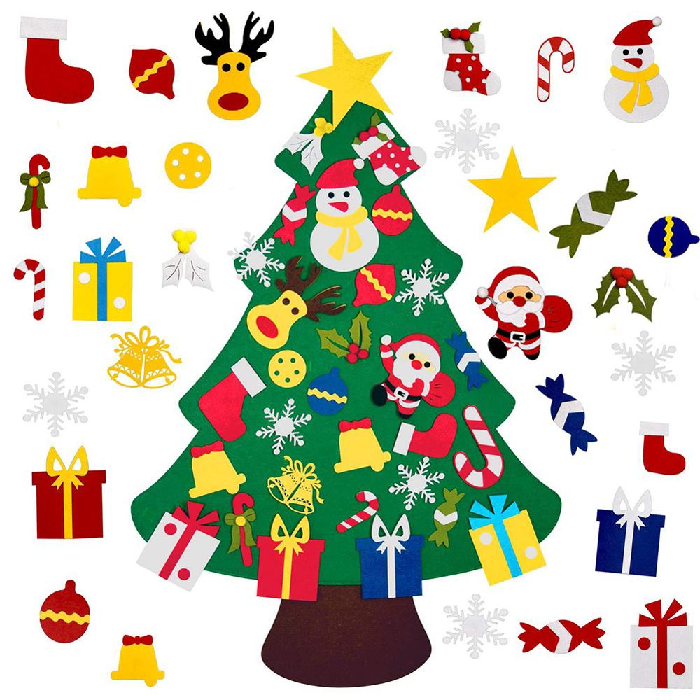 DIY Voelde Kerstboom Deur Muur Opknoping Kids Feestartikelen Kerstboom Set Ornament 98cm * 70cm