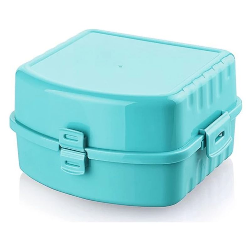 Student Lunch Box Four Compartment Office Worker Double Heating Lunch Box контейнер для еды#GH: TURQUOISE