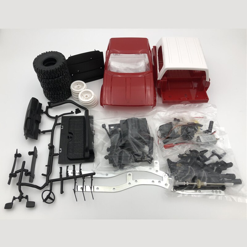 Modèle de voiture télécommandée WPL C24 2.4G tout-terrain, Buggy RC, à monter soi-même, camion à chenilles à grande vitesse, jouets 4WD, KIT en métal, partie Chasis,: KIT Red