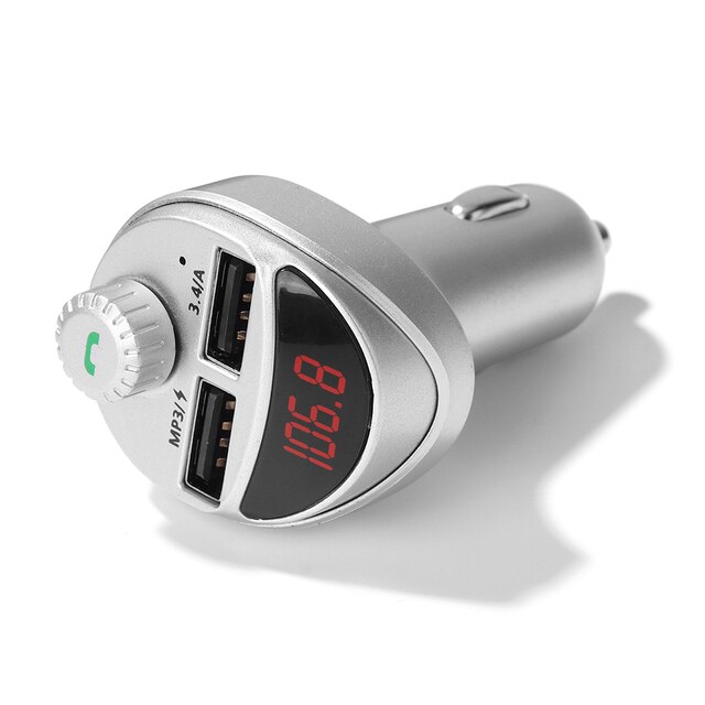 Music Player Car Accessories Gadgets Car Bluetooth-compatible 4.2 FM Transmitter Wireless FM Transmitter Car Player Kit: Silver