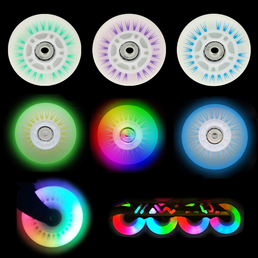 Patines en línea con luz LED para patinar, patines luminosos de 76/80mm, zapatos, ruedas con LED, buen reemplazo para rodamientos de ABEC-7 608ZZ, 4 Uds.