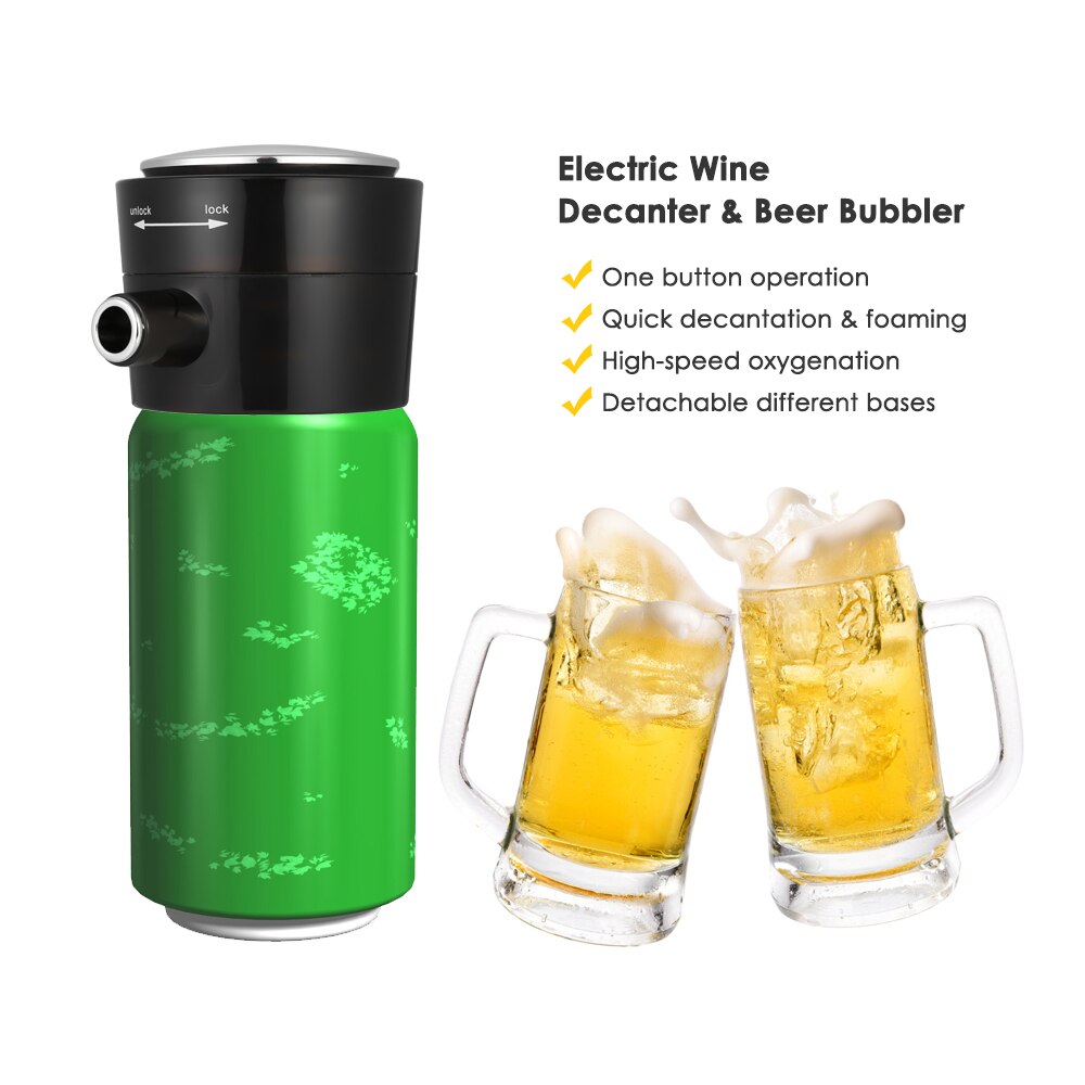 Portable Electric High-speed Oxygenation Wine Decanter Ultrasonic Foaming Beer Bubbler for Red Wine Canned Beer Bottled Beer