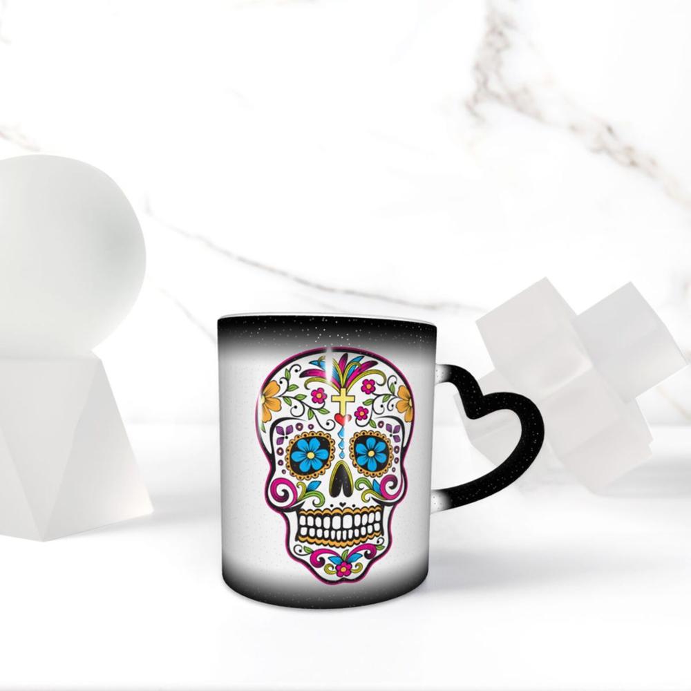 Mexicain sucre crâne café K tasses tasses en verre tazas ensemble jetable solo support beignet bouteille d'eau chaude gobelet tasse copo termico