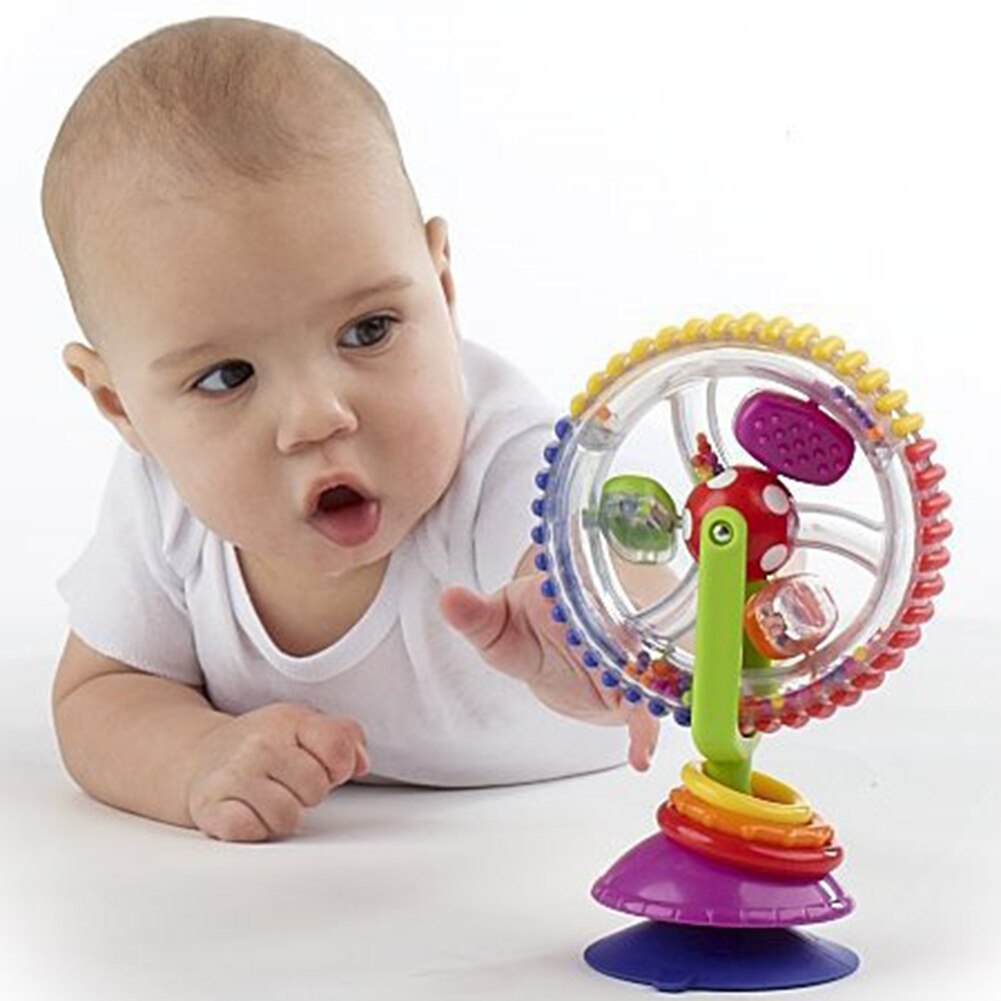 3-color Rotating Ferris Wheel Rattle Baby Toy Colorful Ferris Wheel Stroller Dining Chair with Suction Cup Early Education Toy