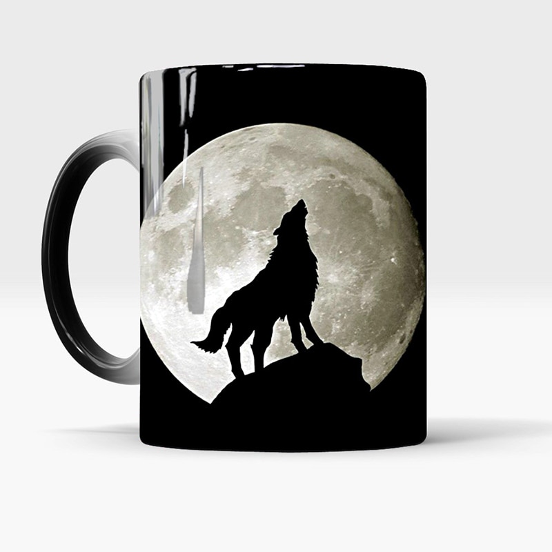 Moon Wolf Temperatuur Veranderende Cup Kleur Veranderende Mokken Creatieve Warmtegevoelige Cup Koffie Thee Melk Mok Novelty