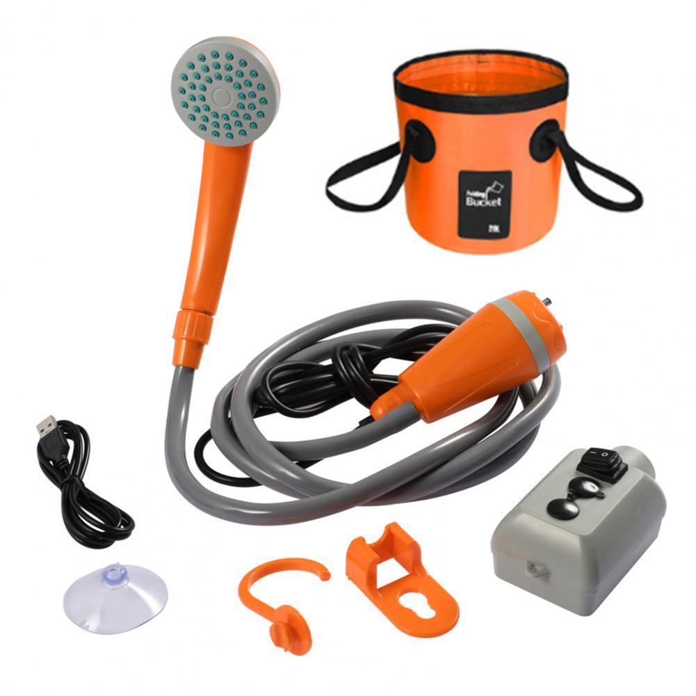 Juego de ducha eléctrico para exteriores, conjunto de ducha portátil recargable por USB, de plástico, ultraligero, gran salida de agua, para acampar: Naranja