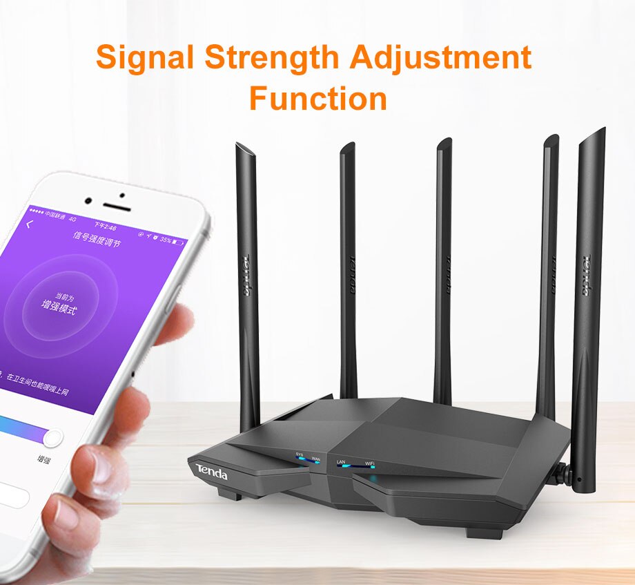 Tenda AC10 1200Mbps Wireless WiFi Router, 1GHz CPU, 1WAN + 3LAN Gigabit Ports, 4 * 6dbi wand-montiert antennen, Smart APP Verwalten