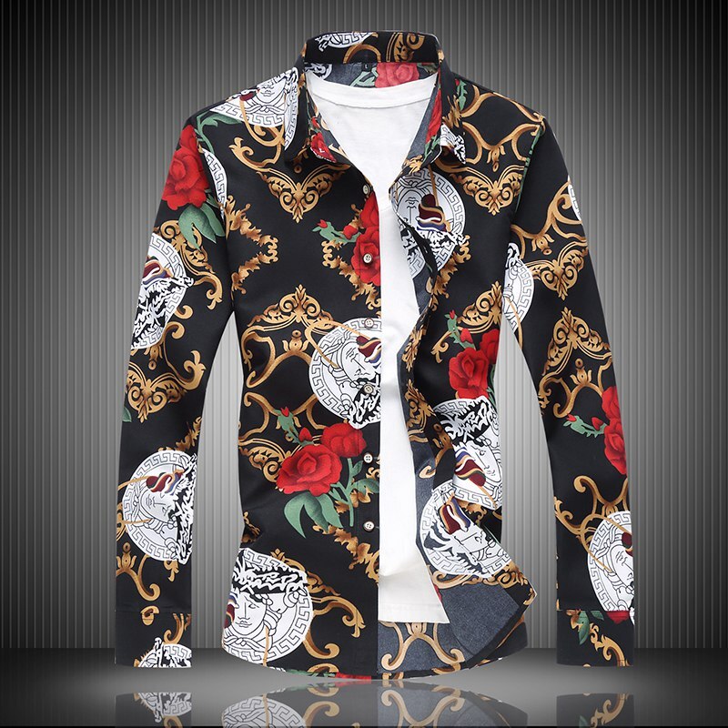 Jz chief england-stijl herenoverhemd met lange mouwen, bloemenprint, hawaiiaans overhemd, casual, slim fit, kleding, plus size 7xl, sociaal: Ik