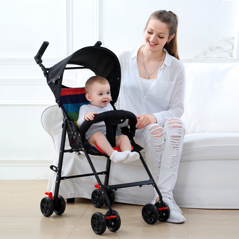 Cochecito de bebé ultraligero y portatil para niños pequeños con bolsillo plegable puede sentarse y poner un solo botón bebé carro
