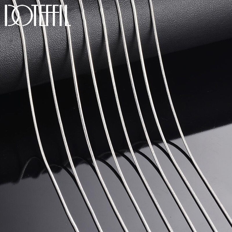 DOTEFFIL 925 Sterling Silver 5/10pcs/Lot 16/18/20/22/24/26/28/30 Inch 1.2mm Snake Chain Necklace For Woman Man Jewelry